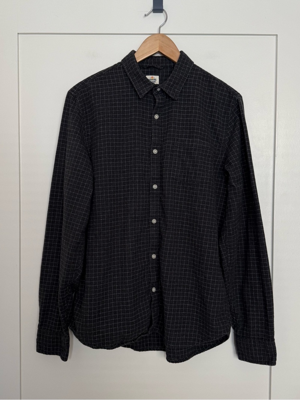 Marine Layer Flannel Shirt Mens Sz M L Gray Check Long Sleeve Button Up Outdoor